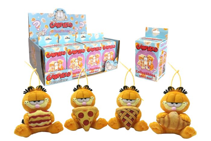 (Mis 0) GARFIELD Food Lover Peluche Portachiavi 12cm c/cordoncino silicone In Blind Box (15x10cm) 4ass…x12…X12